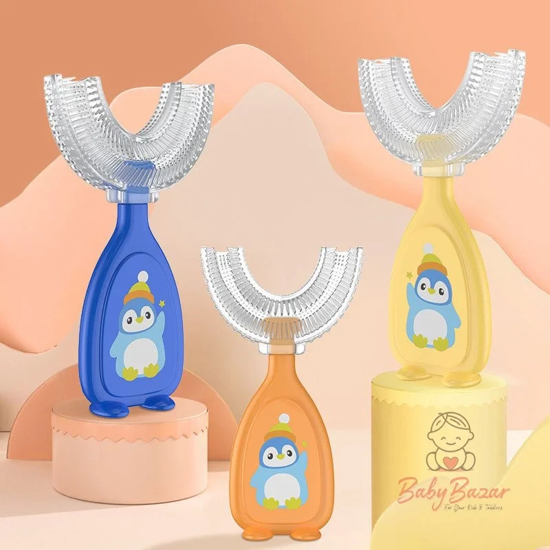 Baby U Shaped Toothbrush for Aged 2 to 12 with 360° Soft Silicone