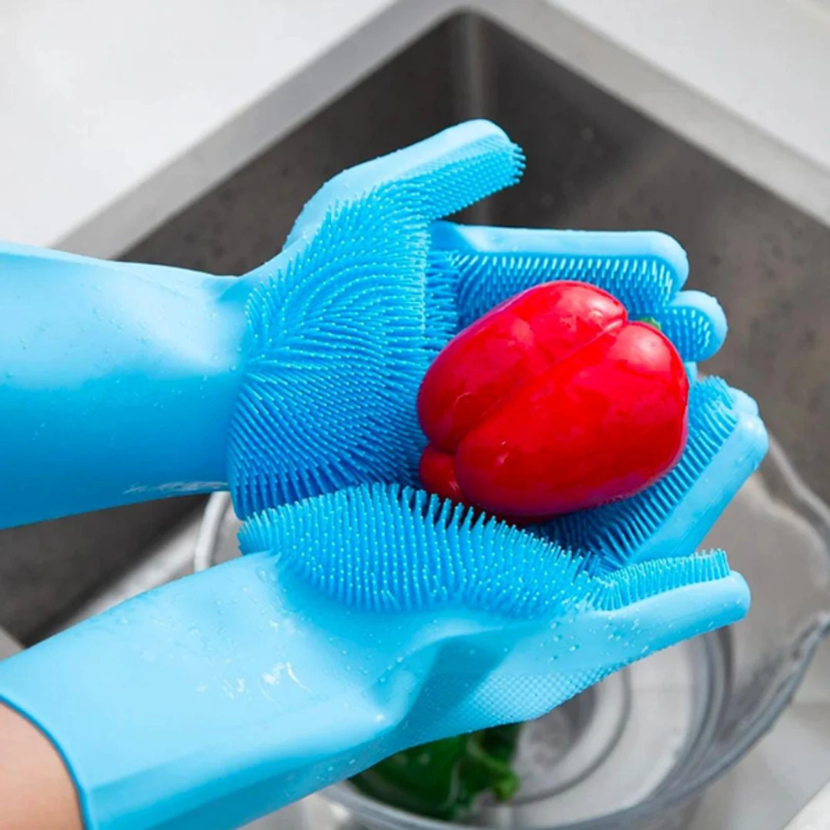 Silicone Kitchen Hand Gloves (2 pcs) - High Quality 1 জোড়া