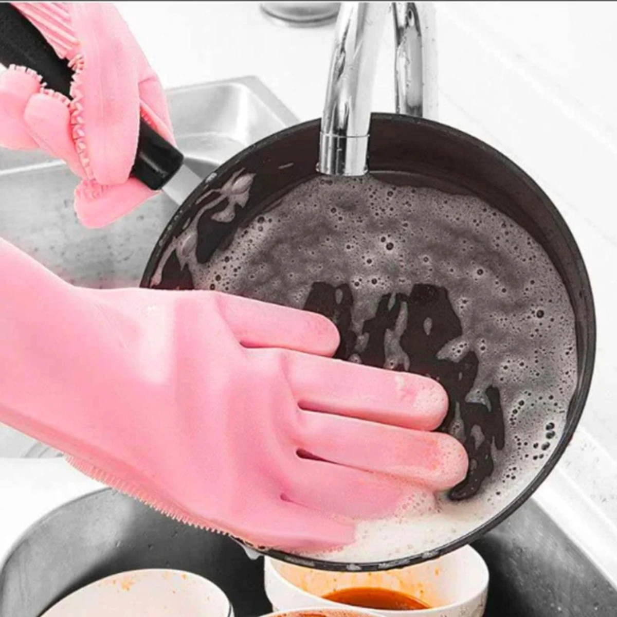 Silicone Kitchen Hand Gloves (2 pcs) - High Quality 1 জোড়া