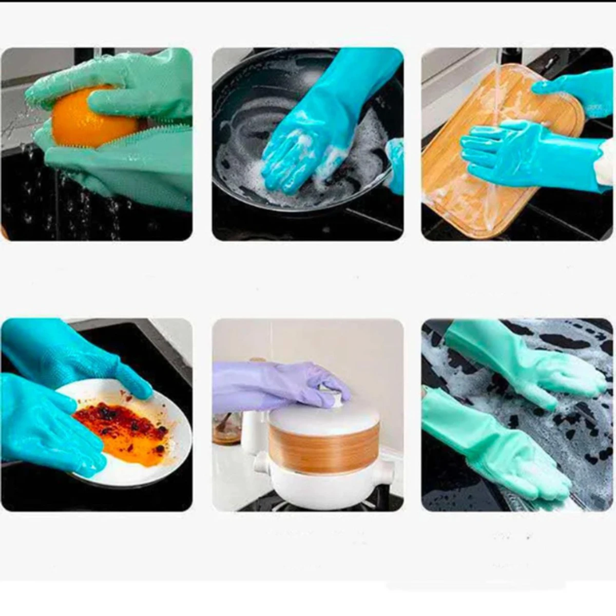 Silicone Kitchen Hand Gloves (2 pcs) - High Quality 1 জোড়া