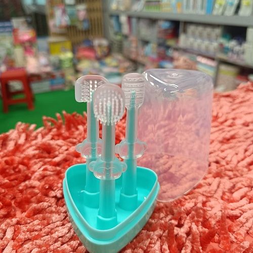 Baby Soft Bristle Toothbrush + Silicone Tongue Cleaner + U-Shaped Brush 0-18 Months 3 pcs set with Box